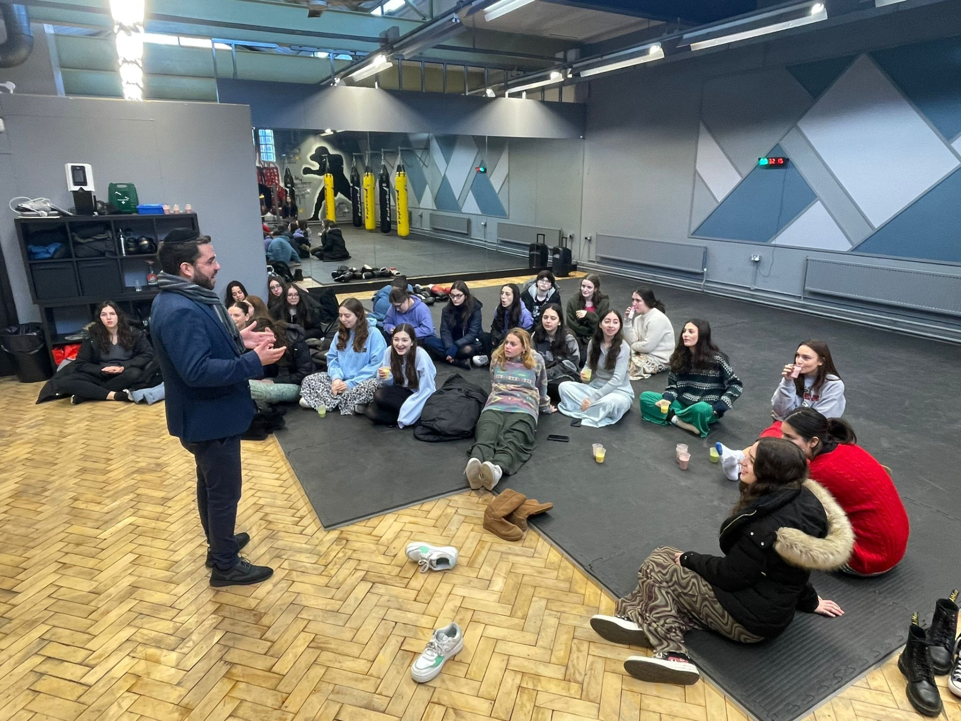 Rabbi Aidyn with a group at shul